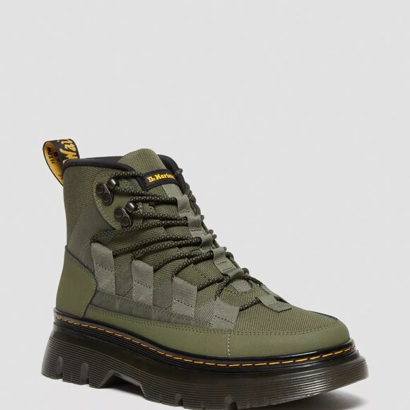 Dr.Martens Boury Boot Mens 12 Green Nylon Leather Hiker Combat Lace Up Military - Picture 14 of 16